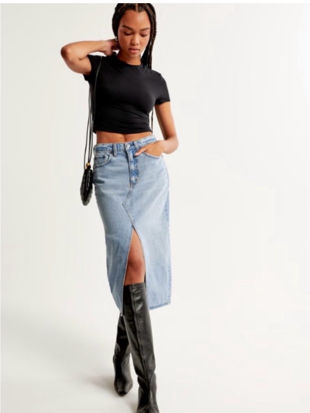 ABERCROMBIE Denim Midi Skirt